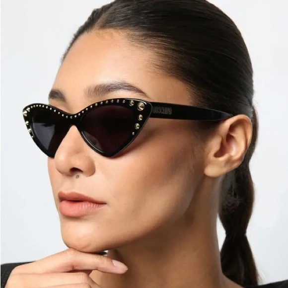 NWT Moschino Sunglasses Havana NWT MOSCHINO Turtoise Studded Cat Eye Sunglasses | eBay main image 2